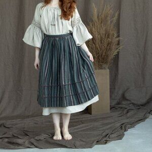 Lina brown striped linen skirt